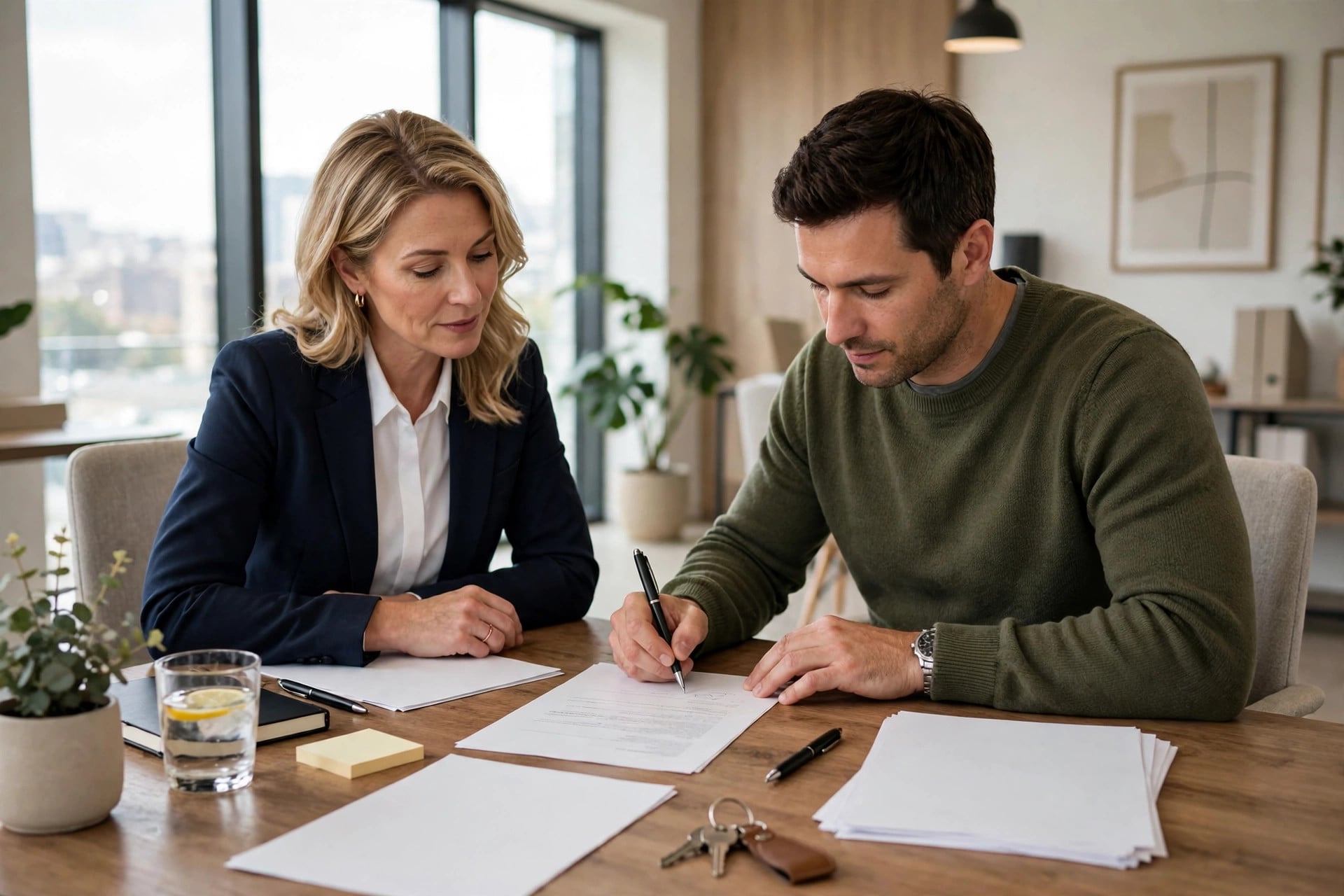 Homeowner signing documents